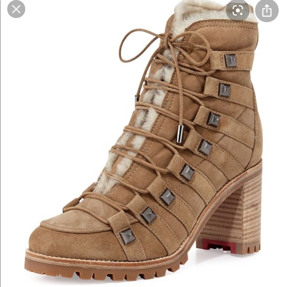 Authentic Chaletta Louboutin 70 shearling bootie